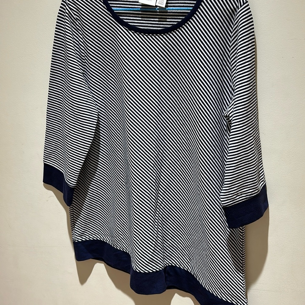 Blue and white stripped Chicos shirt